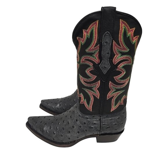 Dingo Men's DI 115 Outlaw Embroidered Ostrich Print Western Boot Black 9D - Picture 4 of 6